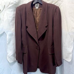 ZELDA BROWN ACETATE/RAYON BLAZER SZ 8
